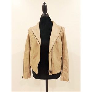 Brand New Olivaceous Tan Faux Leather Jacket
